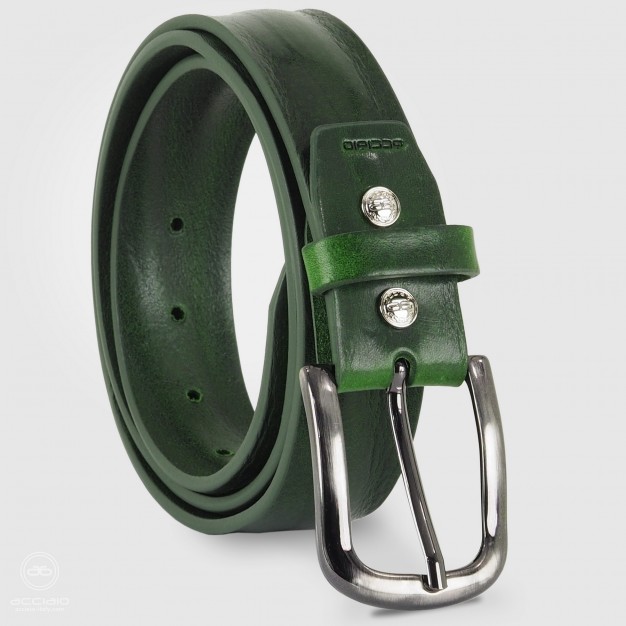 Cintura uomo in cuoio plissé Verde