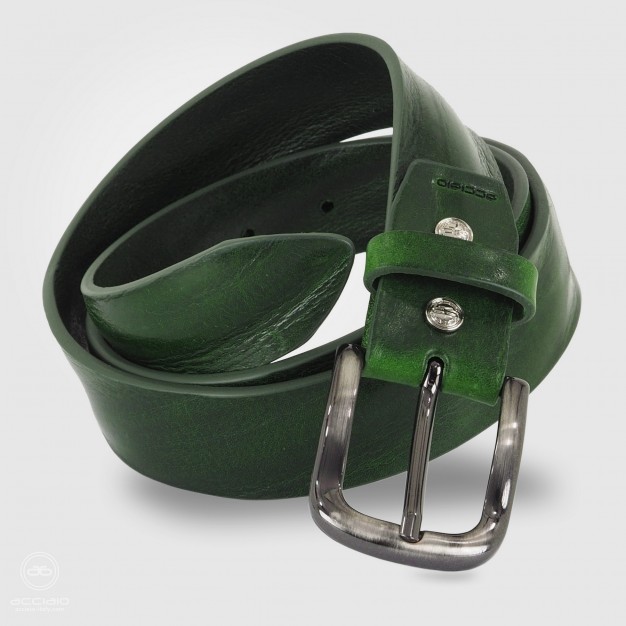 Cintura uomo in cuoio plissé Verde