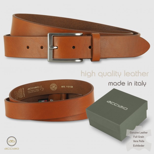 Cintura in cuoio casual da jeans colore Cognac