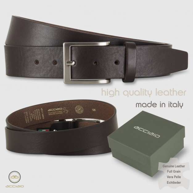 Casual jeans belt in thick 40 Cowhide Moka/Brown