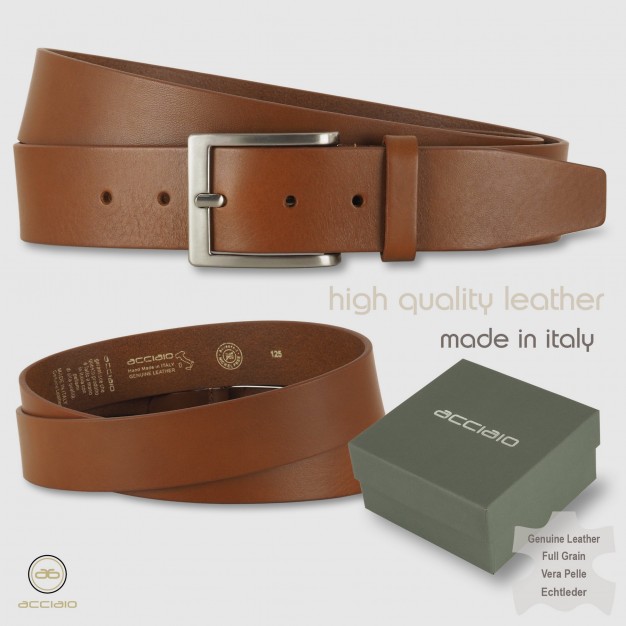 Casual jeans belt in thick 40 Cowhide Cognac/Tan