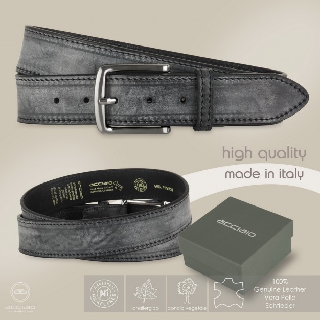 Cintura Jeans in cuoio Nero, alta 40