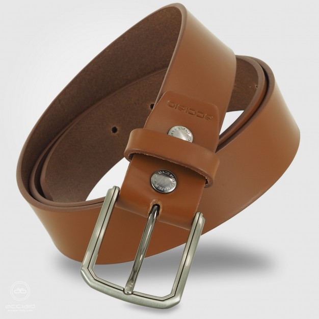 Cintura uomo in cuoio liscio Edge, Cognac