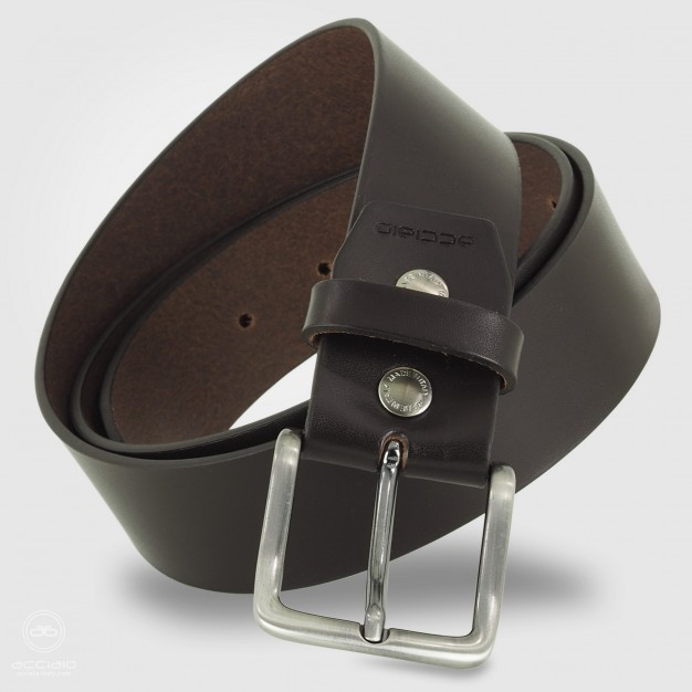 Cintura uomo in cuoio liscio alta Jupiter, Marrone