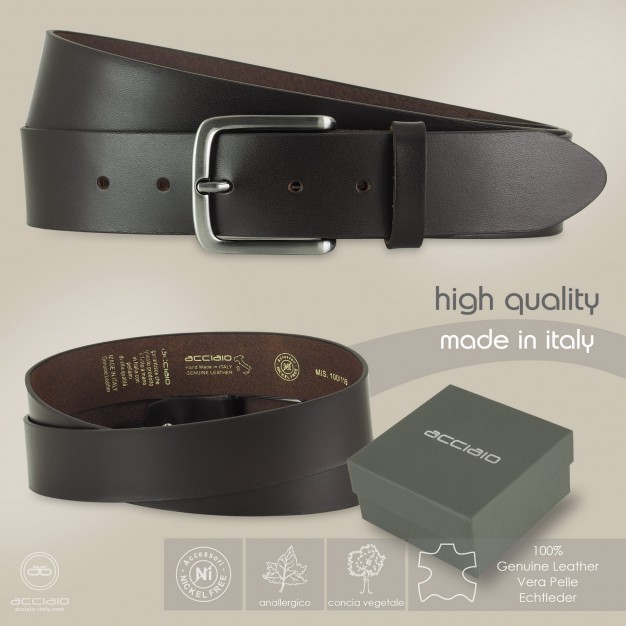 Cintura uomo in cuoio liscio alta Jupiter, Marrone