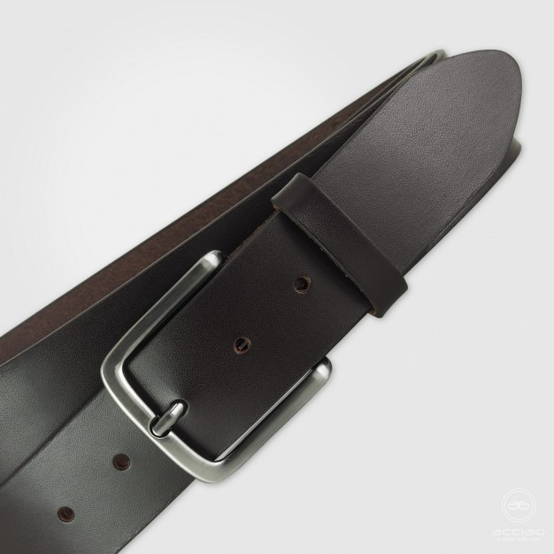 Cintura uomo in cuoio liscio alta Jupiter, Marrone