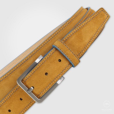 Cintura in camoscio Cuoio da uomo, bordo celeste