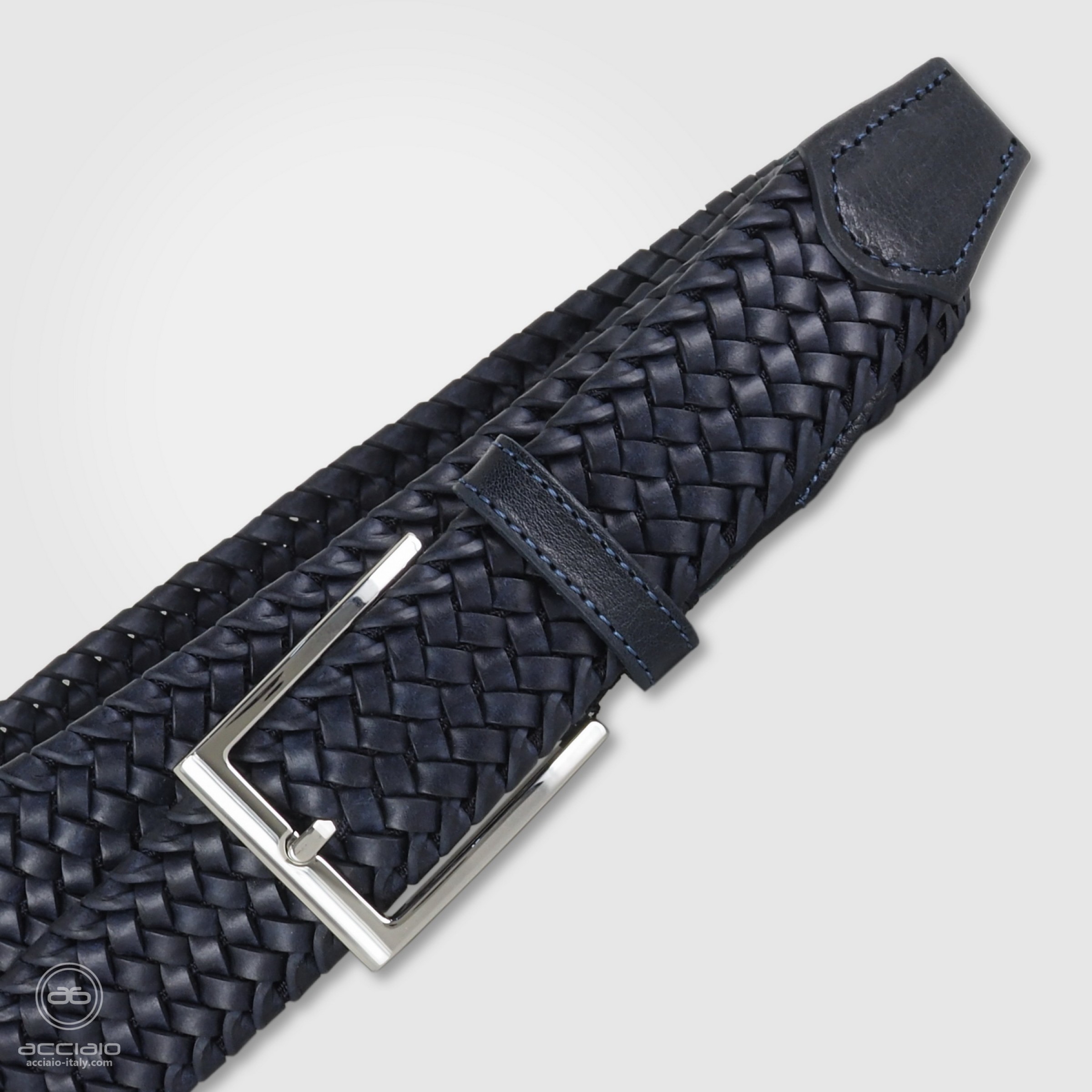 Cintura Elastica Intrecciata Uomo Donna: Fibbia Metallica Regolabile, Comoda E Resistente Per Lavoro E Tempo Libero (Blu Chiaro, Taglia L)