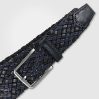 Braided belt in leather Blue and rope Blue