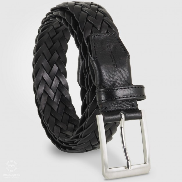 Braided belt in leather Black Braided belt in leather Black