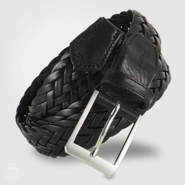 Braided belt in leather Black Braided belt in leather Black