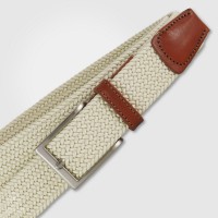 Cintura intrecciata elastica Bianco da uomo, fibbia satinata Cintura intrecciata elastica Bianco da uomo, fibbia satinata