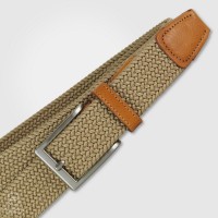 Cintura intrecciata elastica Taupe da uomo, fibbia satinata Cintura intrecciata elastica Taupe da uomo, fibbia satinata
