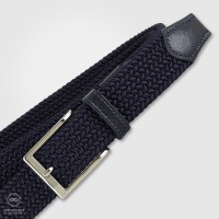 Cintura intrecciata Blu elastica, inserti cuoio Blu Cintura intrecciata Blu elastica, inserti cuoio Blu