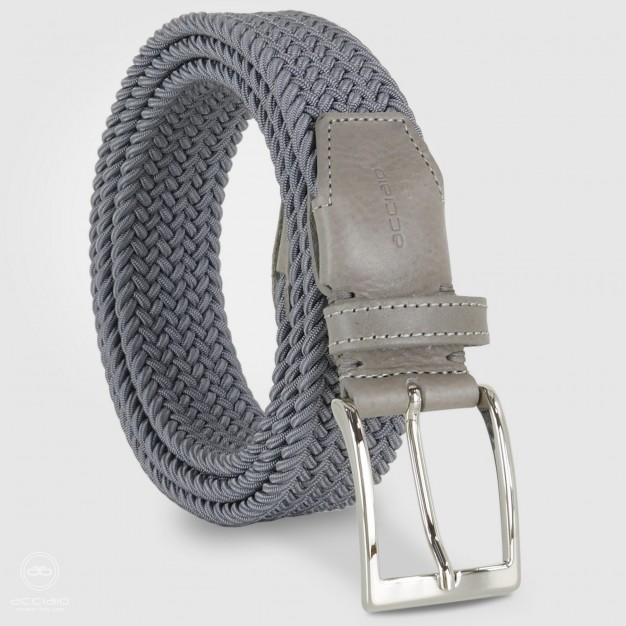 Cintura intrecciata Grigio elastica, inserti cuoio Grigio Cintura intrecciata Grigio elastica, inserti cuoio Grigio