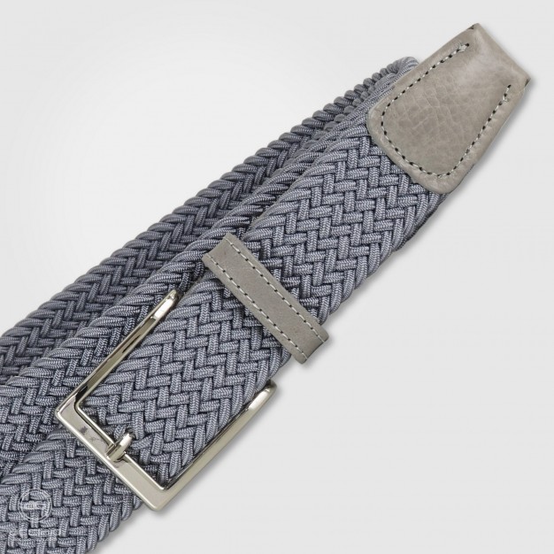 Cintura intrecciata Grigio elastica, inserti cuoio Grigio Cintura intrecciata Grigio elastica, inserti cuoio Grigio