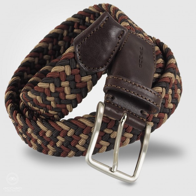 Cintura intrecciata elastica multicolore Marrone