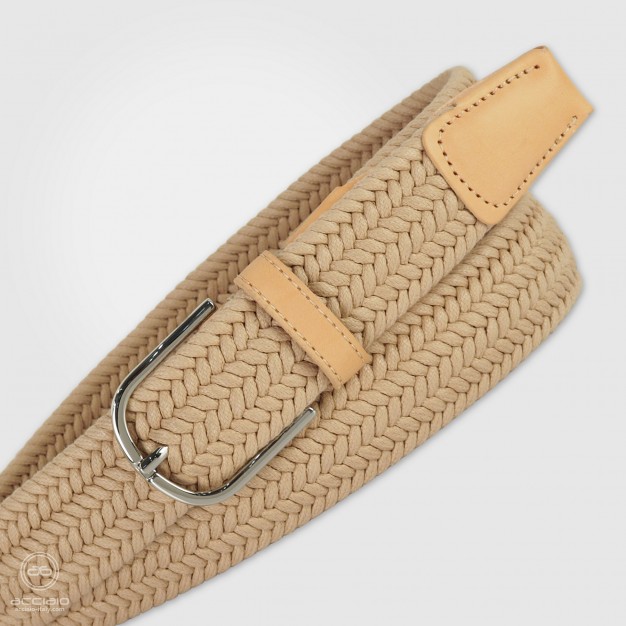 Cintura uomo intrecciata elastica Cuoio Nature