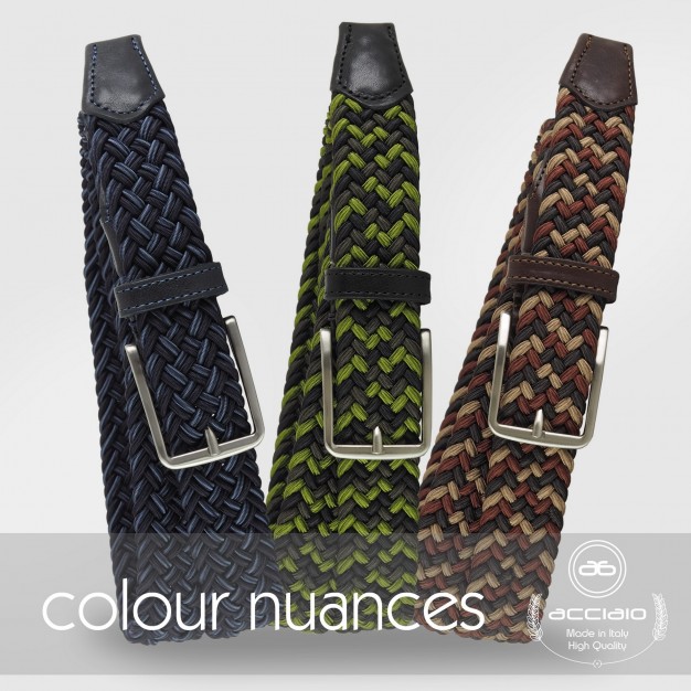 Cintura intrecciata elastica multicolore Blu Cintura intrecciata elastica multicolore Blu
