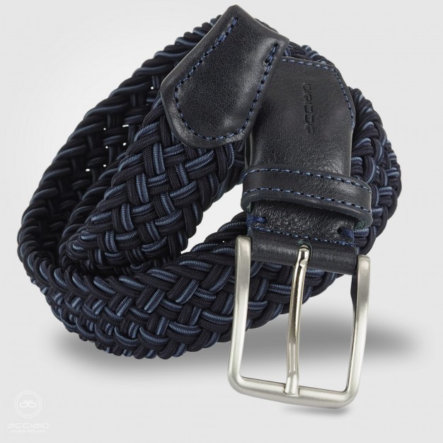 Cintura intrecciata elastica multicolore Blu Cintura intrecciata elastica multicolore Blu