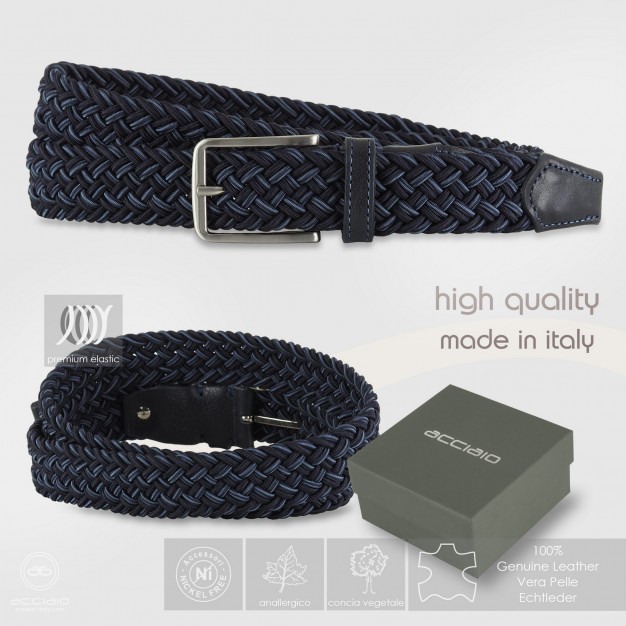 Cintura intrecciata elastica multicolore Blu Cintura intrecciata elastica multicolore Blu