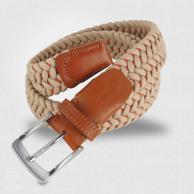 Braided belt with natural Rope and leather endings Cognac Braided belt with natural Rope and leather endings Cognac