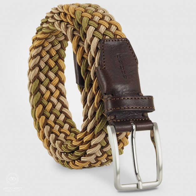 Cintura intrecciata elastica multicolore Marrone/Beige