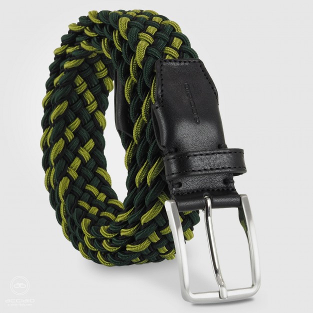 Braided stretch Belt elastic multicolor Green/Black for men Braided stretch Belt elastic multicolor Green/Black for men
