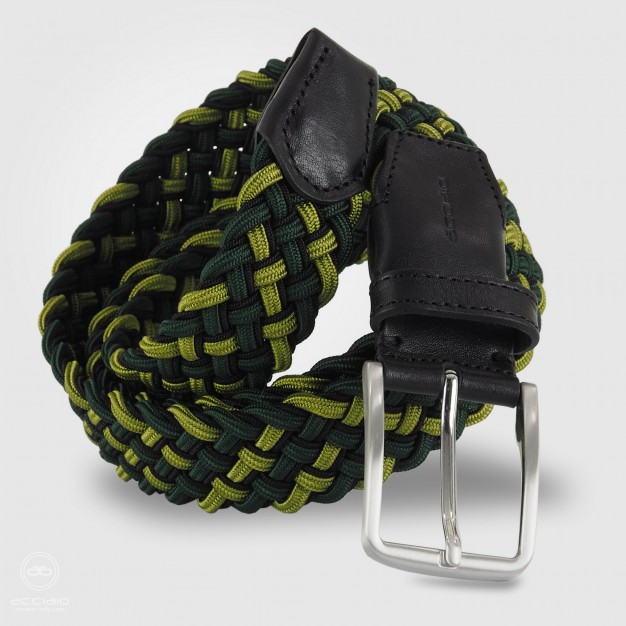 Braided stretch Belt elastic multicolor Green/Black for men Braided stretch Belt elastic multicolor Green/Black for men