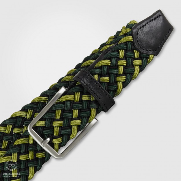 Braided stretch Belt elastic multicolor Green/Black for men Braided stretch Belt elastic multicolor Green/Black for men