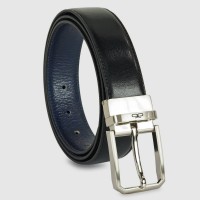 Reversible double face men's belt Hexagon Black/Blue leather