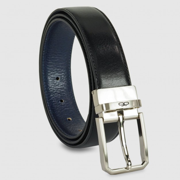 Men's belt double-face leather Black/Blue
