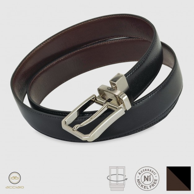 Men's belt double-face leather Black/Brown