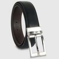 Reversible men's belt double face Square Black/Brown leather