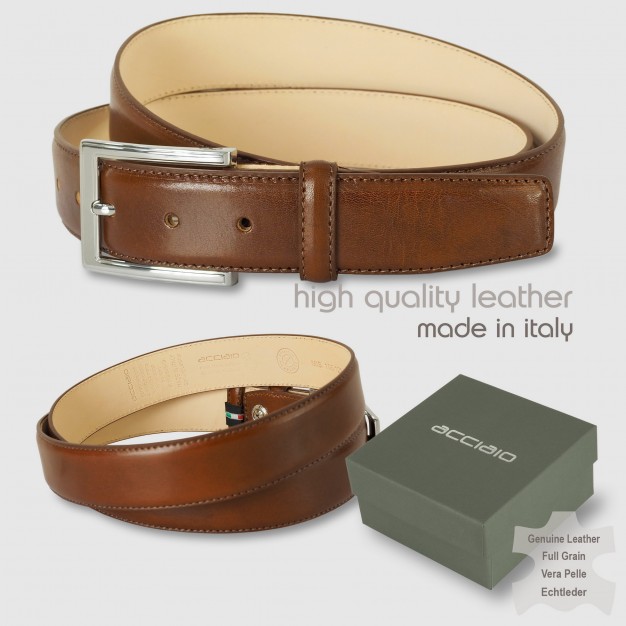 Men's classic belt Sapphire in Italian leather Cognac