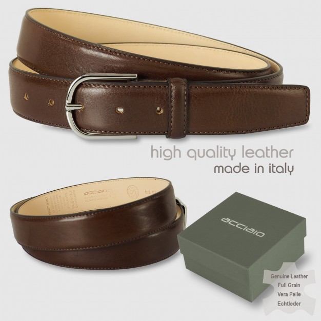 Men's classic belt Rainbow in Italian leather Brown