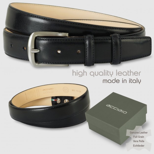 Men's classic belt Jade in Italian leather Black