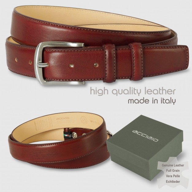 Men's classic belt Jade in Italian leather Burgundy