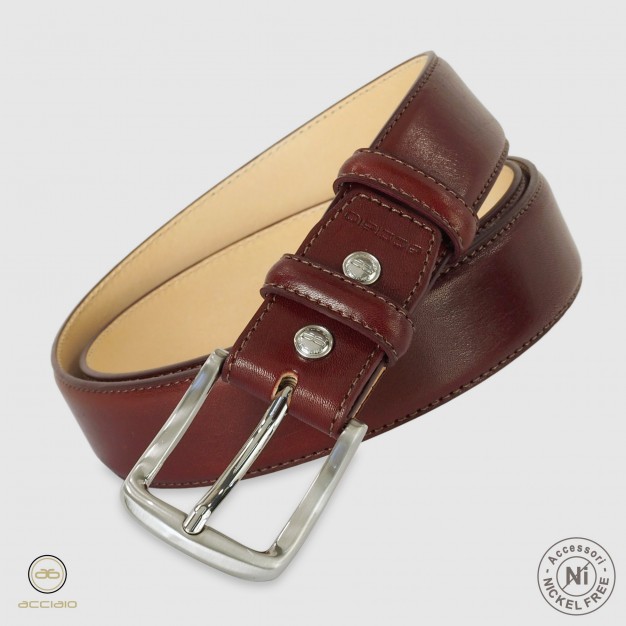 Men's classic belt Jade in Italian leather Burgundy