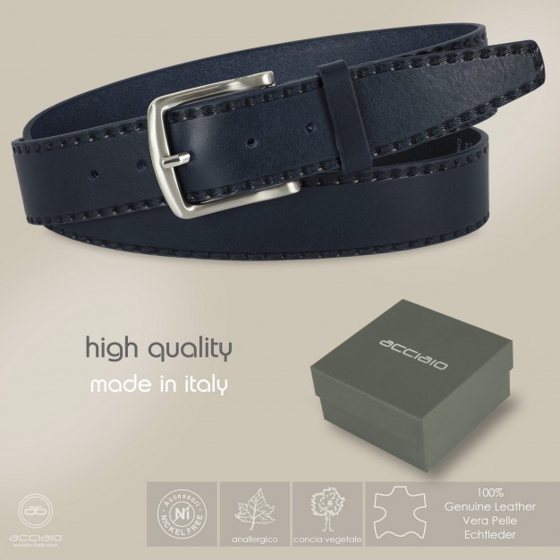 Cintura in cuoio uomo da 40 pelle colore Blu