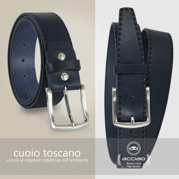 Cintura in cuoio uomo da 40 pelle colore Blu