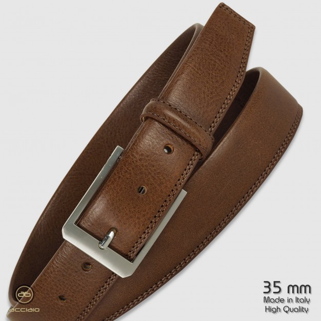 Men's belt Diamond in Italian leather Chestnut/Brown