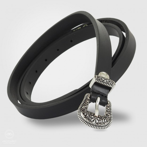 Cintura moda sottile da donna in pelle Nera fibbia Flower Cintura moda sottile da donna in pelle Nera fibbia Flower