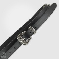 Cintura donna sottile Flower 15, cuoio Nero Cintura donna sottile Flower 15, cuoio Nero