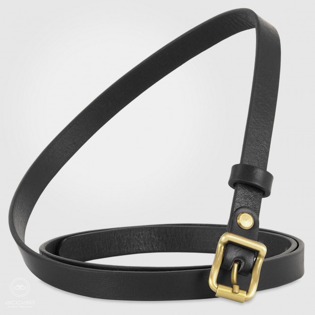 Cintura moda sottile da donna in pelle Nera fibbia Carré Cintura moda sottile da donna in pelle Nera fibbia Carré