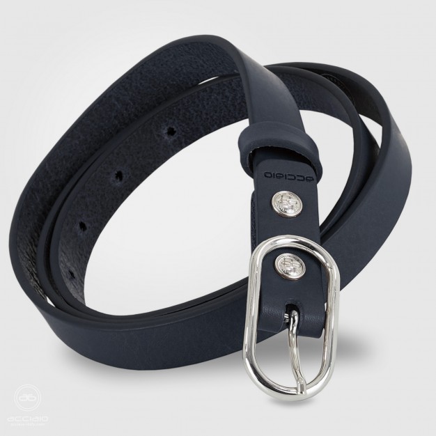 Cintura moda sottile da donna in pelle Blu fibbia Jolie Cintura moda sottile da donna in pelle Blu fibbia Jolie