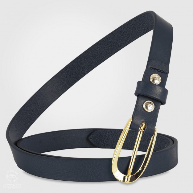 Cintura moda sottile da donna in pelle Blu fibbia Daisy