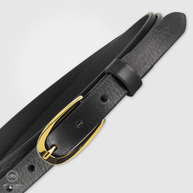 Cintura moda sottile da donna in pelle Nera fibbia Daisy