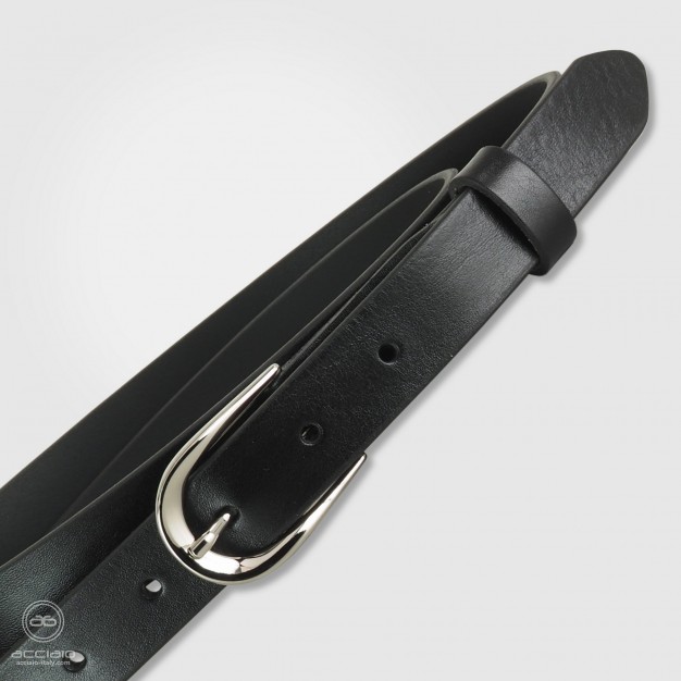 Cintura donna sottile in pelle fibbia argento cuoio Nero Cintura donna sottile in pelle fibbia argento cuoio Nero