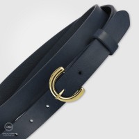 Cintura donna sottile Giglio Oro, cuoio Blu Cintura donna sottile Giglio Oro, cuoio Blu